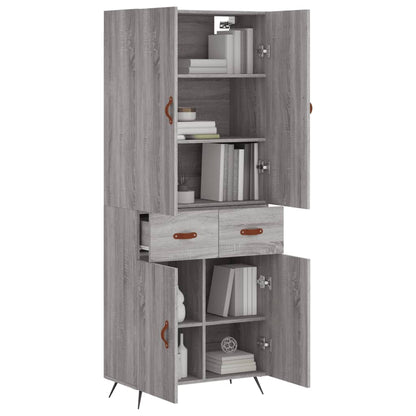 Hoge Kast 69,5X34X180 Cm Bewerkt Hout Eikenkleurig Grijs sonoma