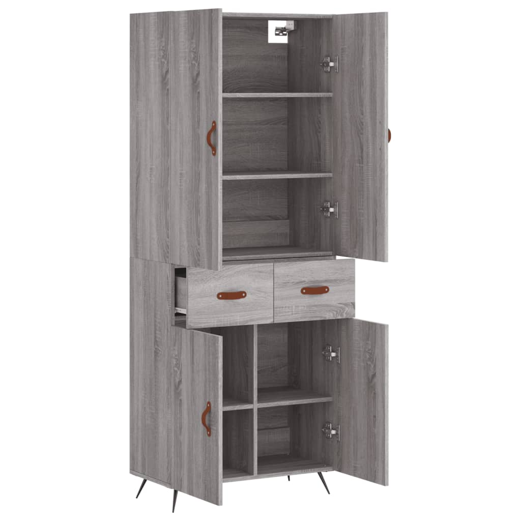 Hoge Kast 69,5X34X180 Cm Bewerkt Hout Eikenkleurig Grijs sonoma