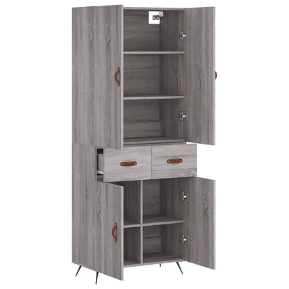 Hoge Kast 69,5X34X180 Cm Bewerkt Hout Eikenkleurig Grijs sonoma