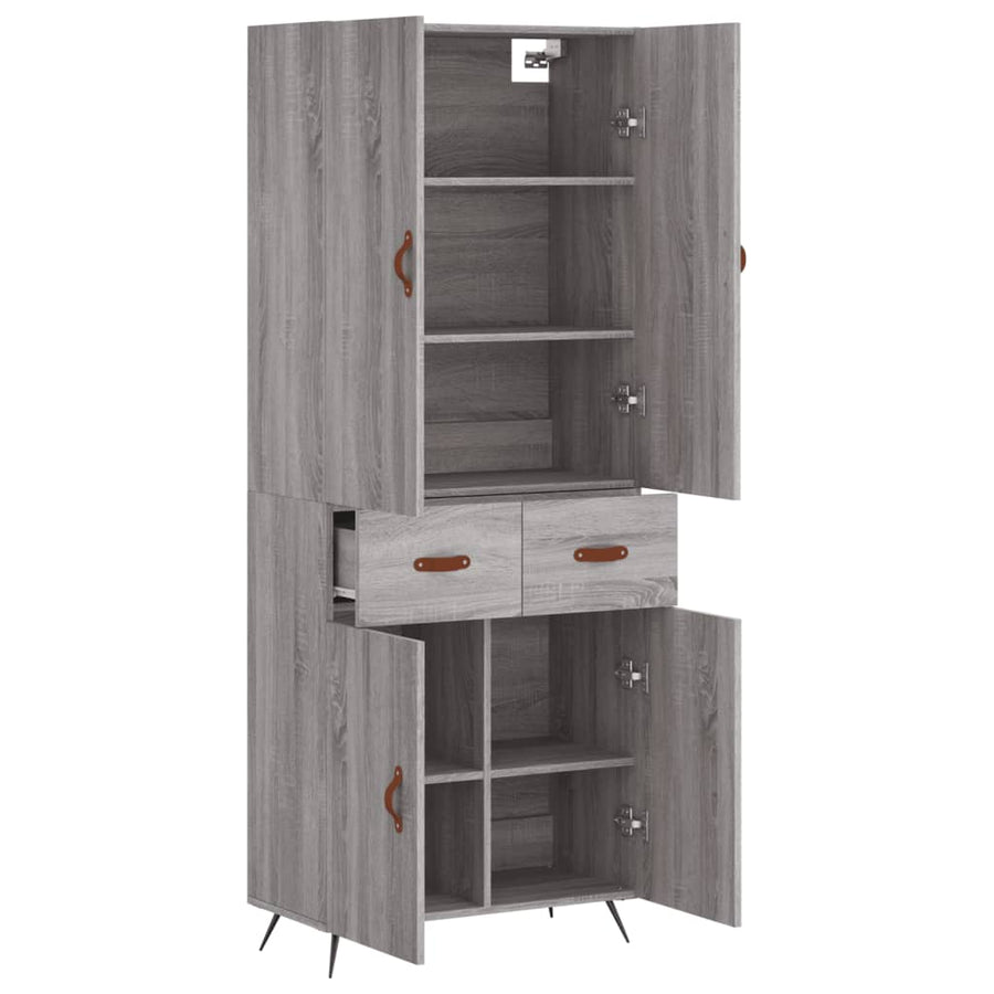 Hoge Kast 69,5X34X180 Cm Bewerkt Hout Eikenkleurig Grijs sonoma
