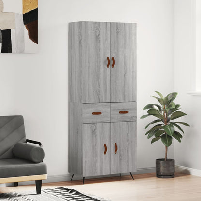 Hoge Kast 69,5X34X180 Cm Bewerkt Hout Eikenkleurig Grijs sonoma