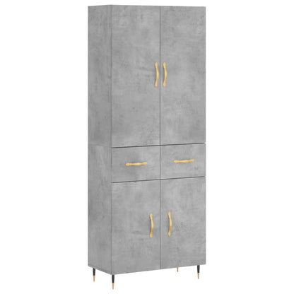 Hoge Kast 69,5X34X180 Cm Bewerkt Hout Betongrijs