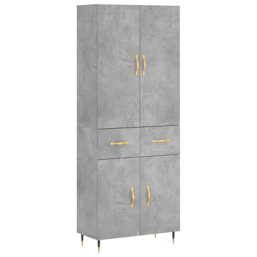Hoge Kast 69,5X34X180 Cm Bewerkt Hout Betongrijs