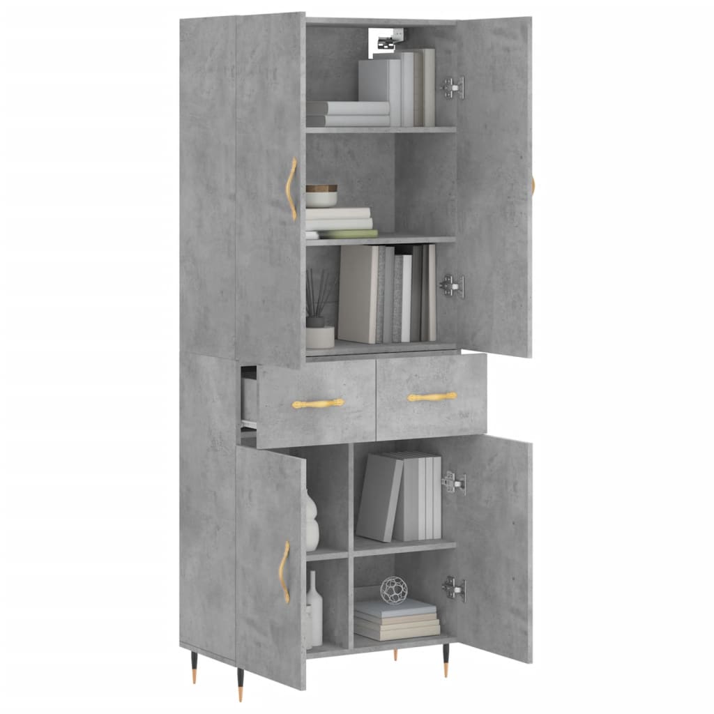Hoge Kast 69,5X34X180 Cm Bewerkt Hout Betongrijs