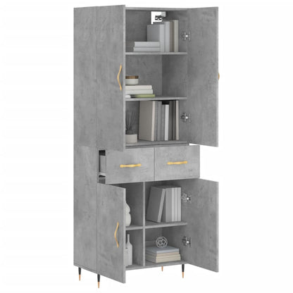 Hoge Kast 69,5X34X180 Cm Bewerkt Hout Betongrijs