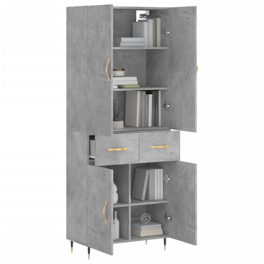 Hoge Kast 69,5X34X180 Cm Bewerkt Hout Betongrijs
