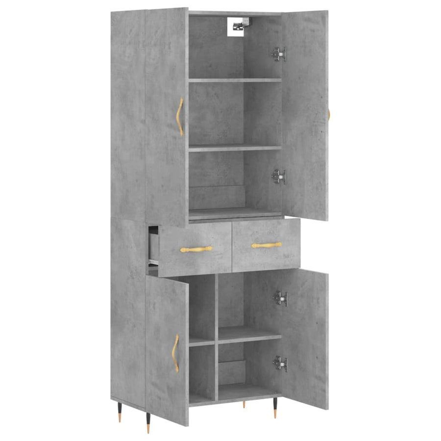 Hoge Kast 69,5X34X180 Cm Bewerkt Hout Betongrijs