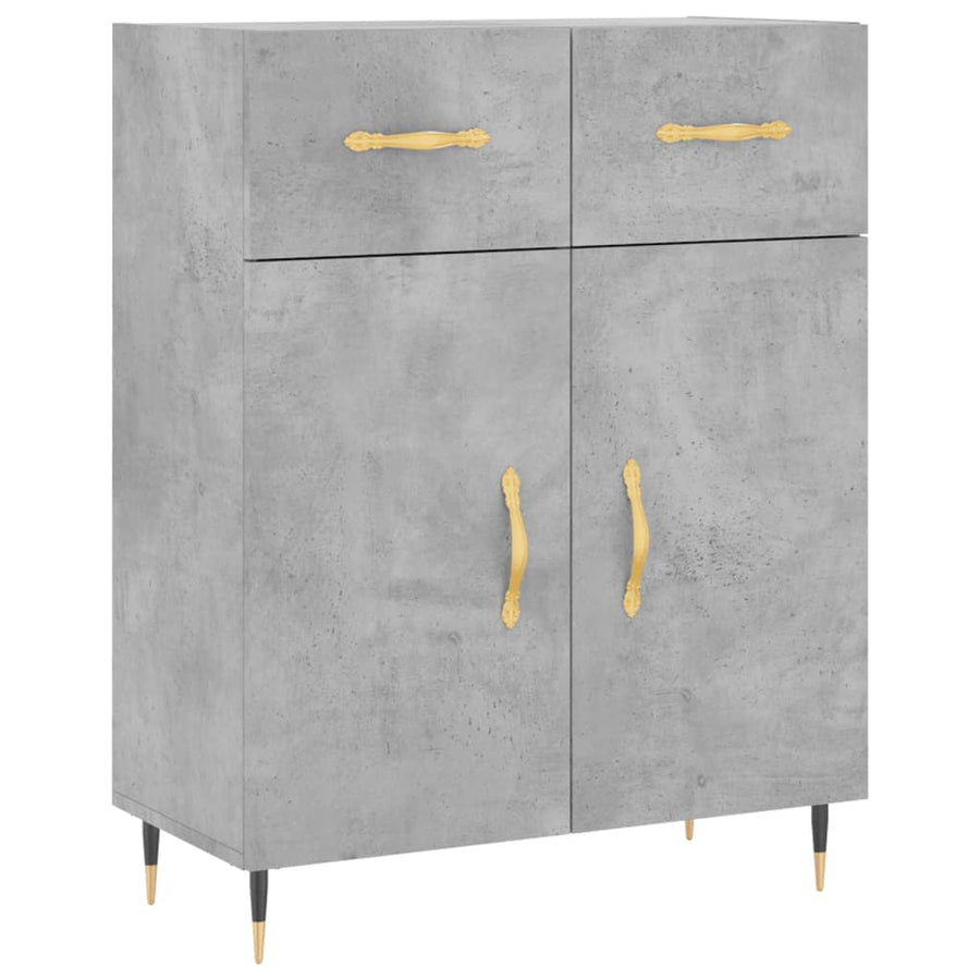 Hoge Kast 69,5X34X180 Cm Bewerkt Hout Betongrijs