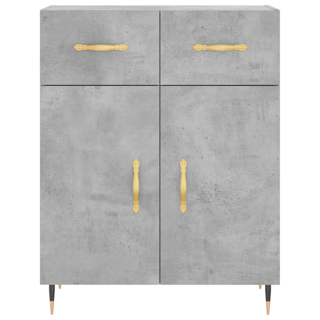 Hoge Kast 69,5X34X180 Cm Bewerkt Hout Betongrijs