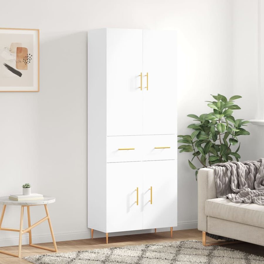 Hoge Kast 69,5X34X180 Cm Bewerkt Hout Wit