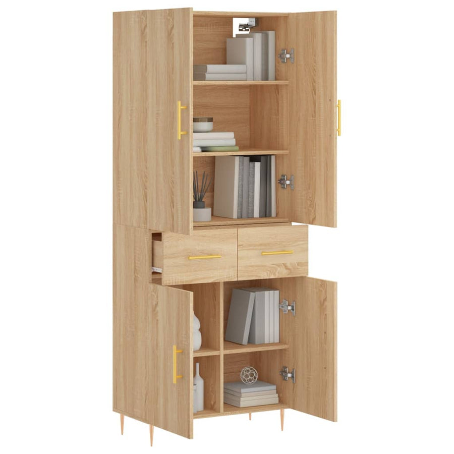 Hoge Kast 69,5X34X180 Cm Bewerkt Hout Kleurig Sonoma eiken