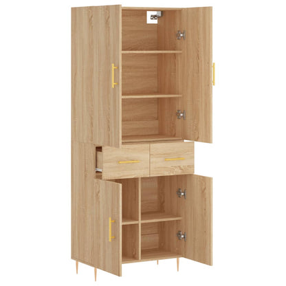 Hoge Kast 69,5X34X180 Cm Bewerkt Hout Kleurig Sonoma eiken