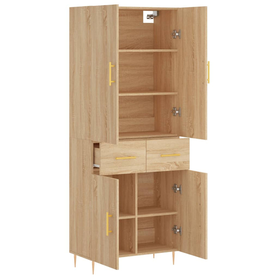 Hoge Kast 69,5X34X180 Cm Bewerkt Hout Kleurig Sonoma eiken