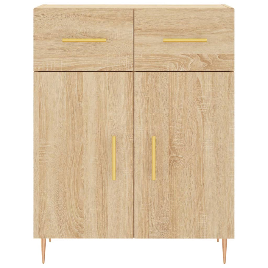 Hoge Kast 69,5X34X180 Cm Bewerkt Hout Kleurig Sonoma eiken