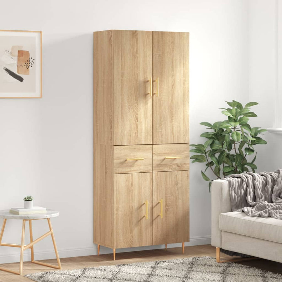 Hoge Kast 69,5X34X180 Cm Bewerkt Hout Kleurig Sonoma eiken