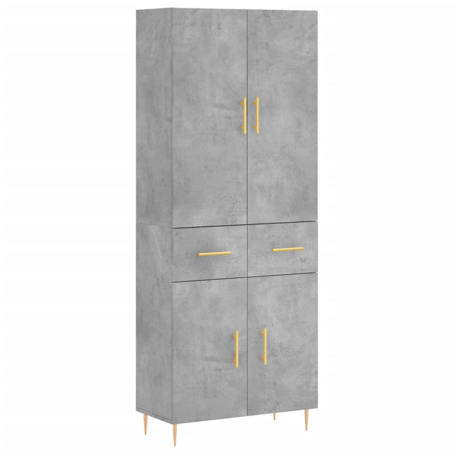 Hoge Kast 69,5X34X180 Cm Bewerkt Hout Betongrijs