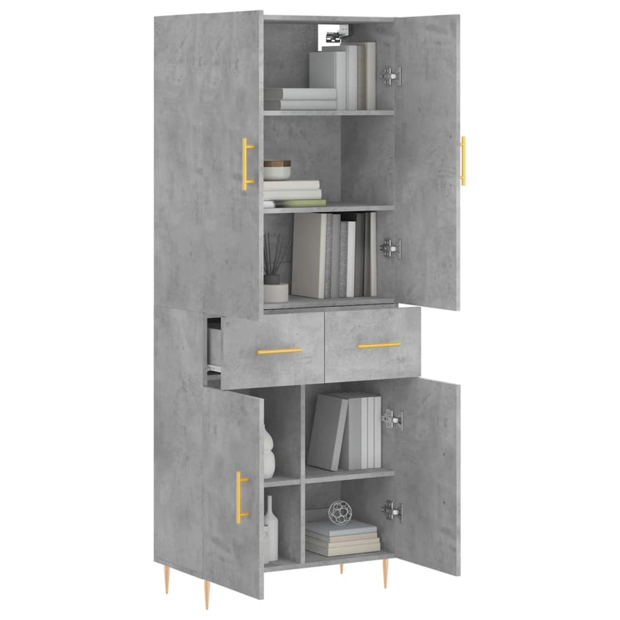 Hoge Kast 69,5X34X180 Cm Bewerkt Hout Betongrijs