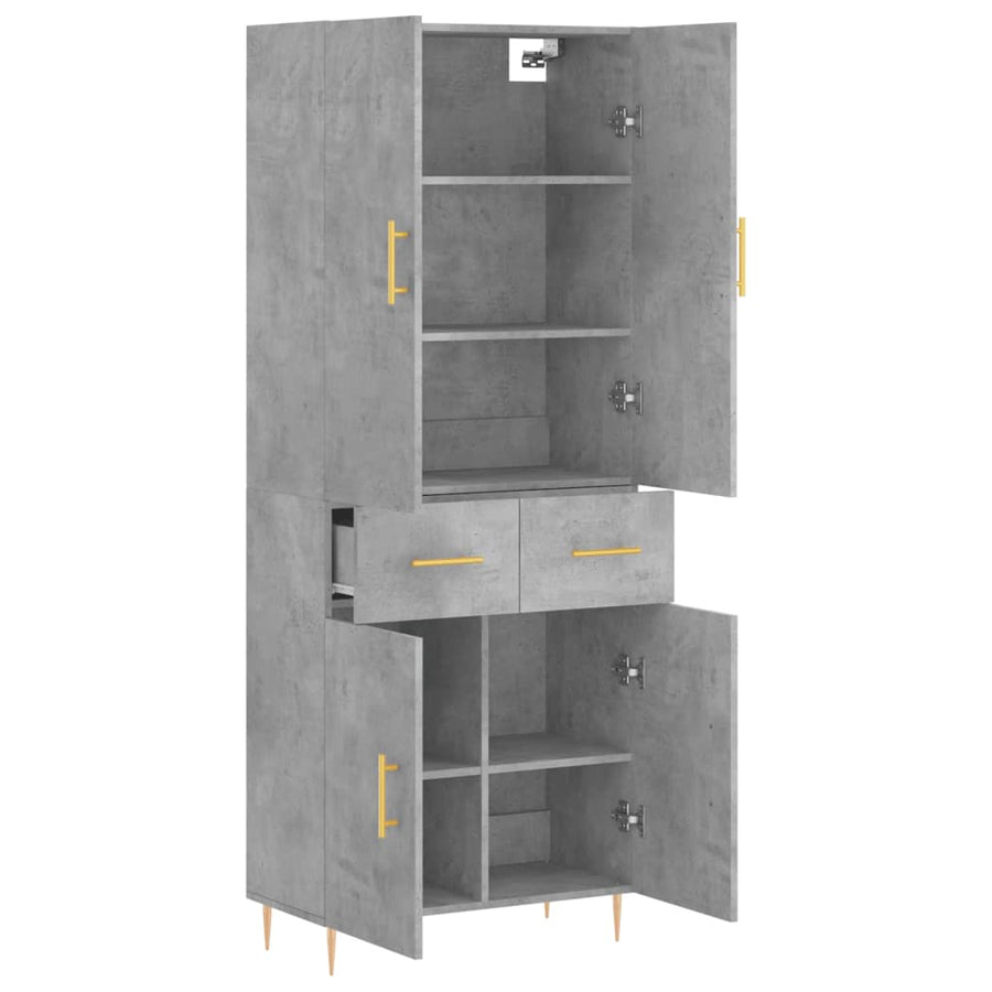 Hoge Kast 69,5X34X180 Cm Bewerkt Hout Betongrijs
