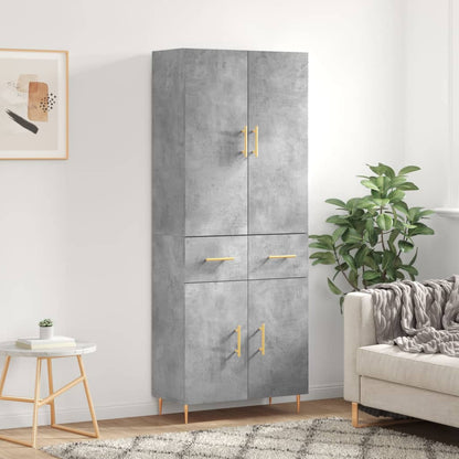 Hoge Kast 69,5X34X180 Cm Bewerkt Hout Betongrijs