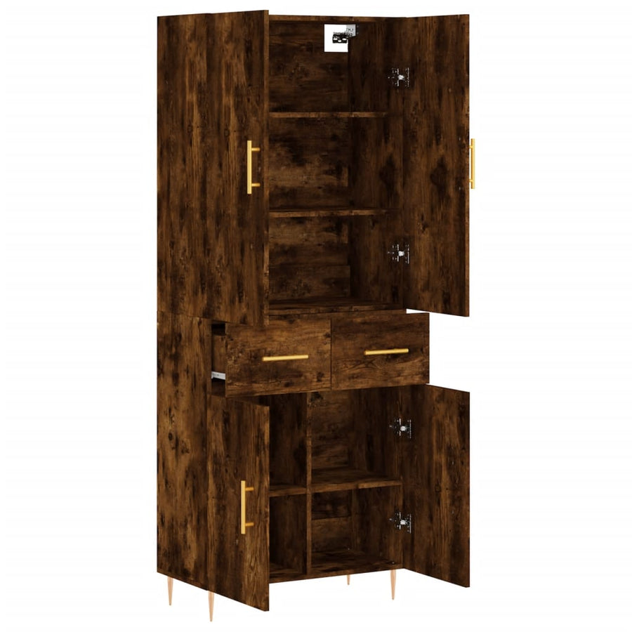 Hoge kast 69,5x34x180 cm bewerkt hout gerookt eikenkleurig