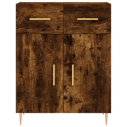 Hoge kast 69,5x34x180 cm bewerkt hout gerookt eikenkleurig
