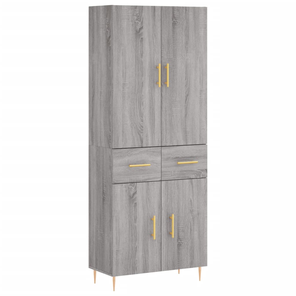 Hoge Kast 69,5X34X180 Cm Bewerkt Hout Grijs Sonoma Eikenkleurig