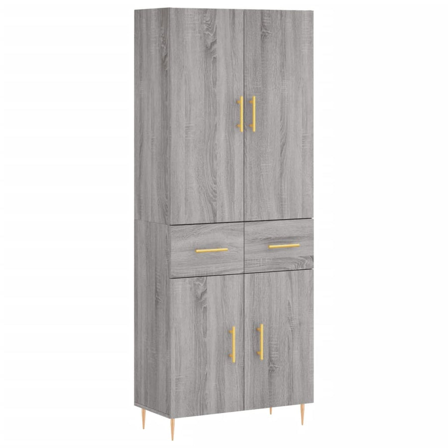 Hoge Kast 69,5X34X180 Cm Bewerkt Hout Grijs Sonoma Eikenkleurig