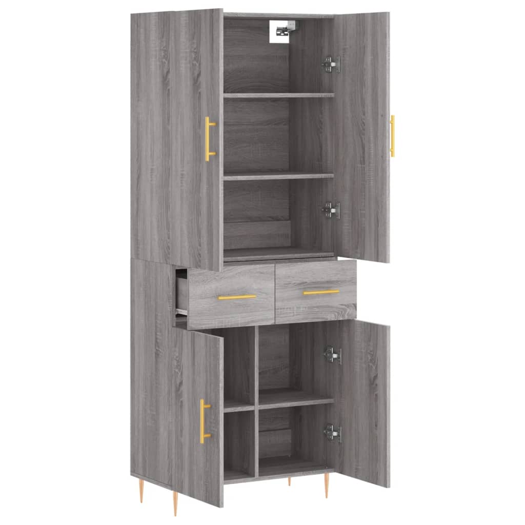 Hoge Kast 69,5X34X180 Cm Bewerkt Hout Grijs Sonoma Eikenkleurig
