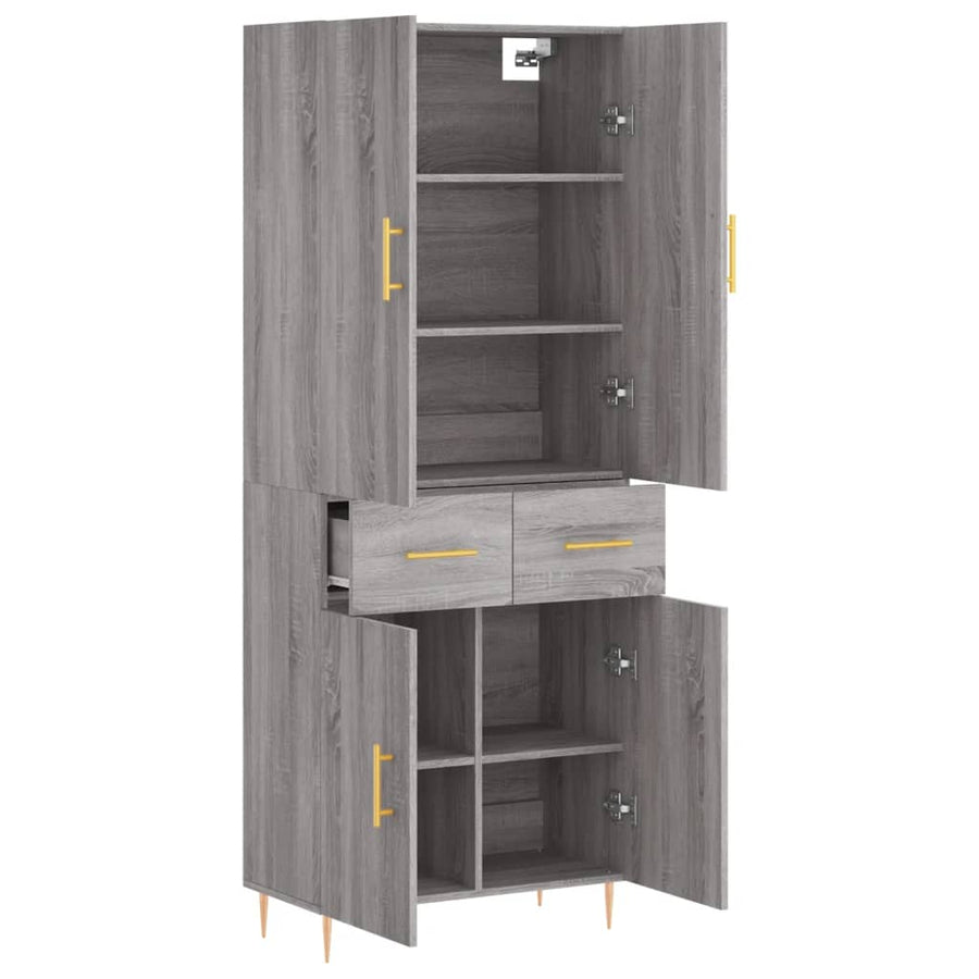Hoge Kast 69,5X34X180 Cm Bewerkt Hout Grijs Sonoma Eikenkleurig