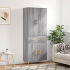 Hoge kast 69,5x34x180 cm bewerkt hout grijs