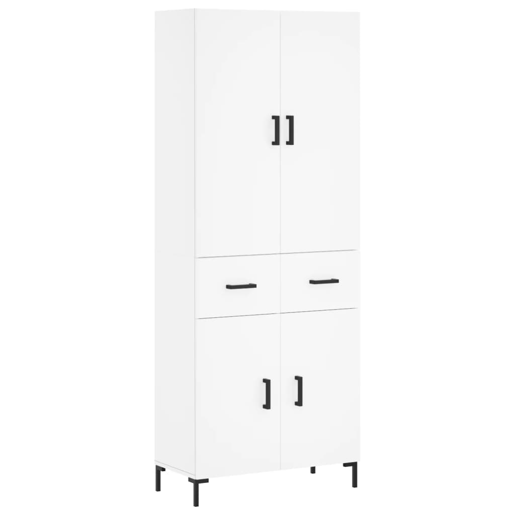 Hoge kast 69,5x34x180 cm bewerkt hout wit