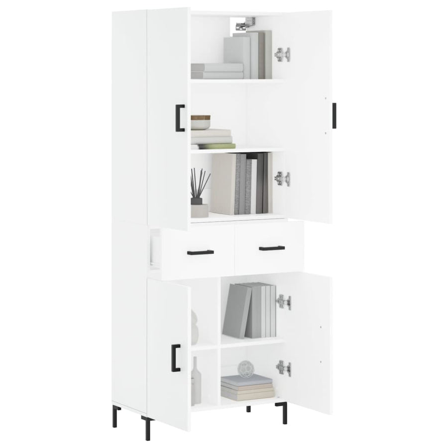 Hoge kast 69,5x34x180 cm bewerkt hout wit