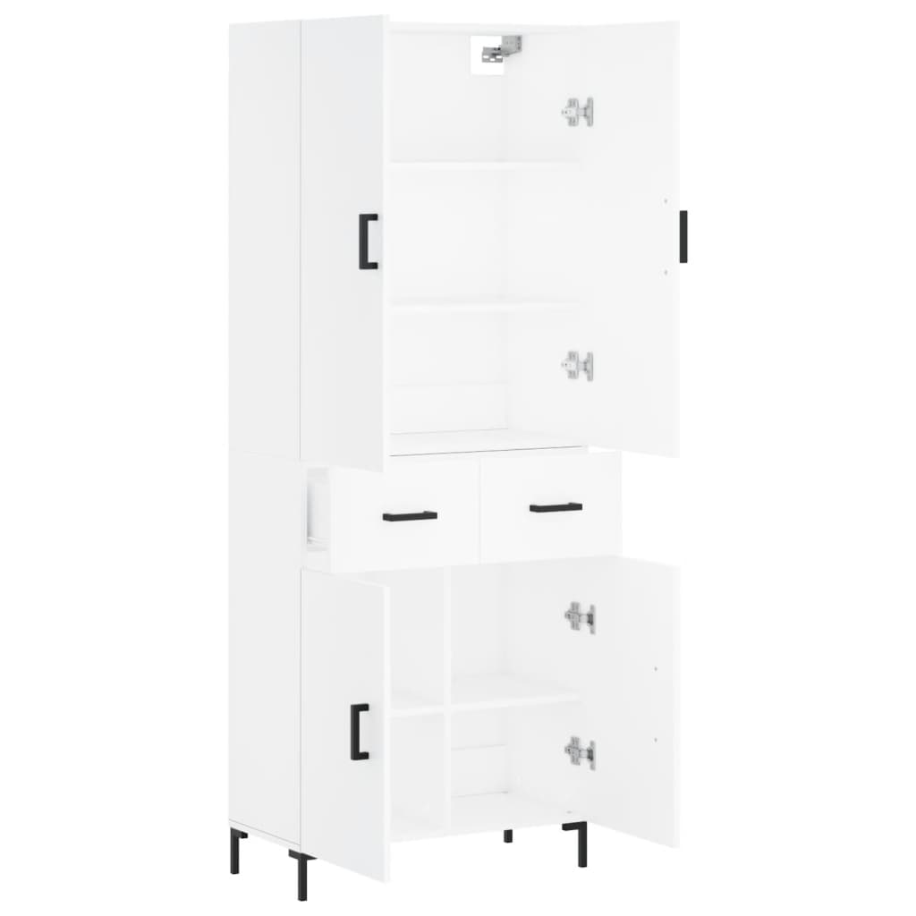 Hoge kast 69,5x34x180 cm bewerkt hout wit