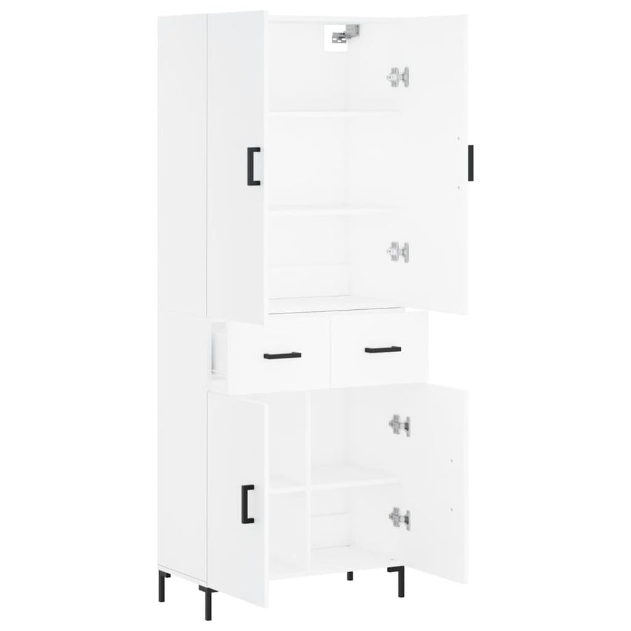 Hoge kast 69,5x34x180 cm bewerkt hout wit
