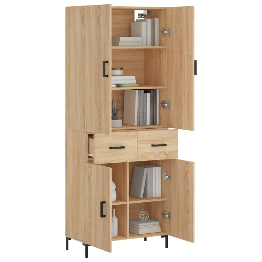 Hoge Kast 69,5X34X180 Cm Bewerkt Hout Kleurig Sonoma eiken