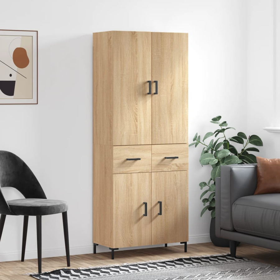 Hoge Kast 69,5X34X180 Cm Bewerkt Hout Kleurig Sonoma eiken