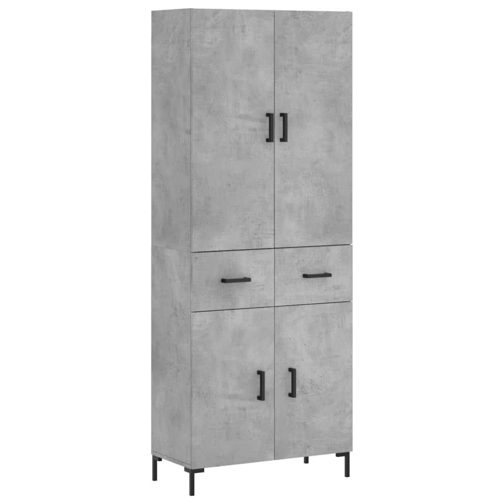 Hoge Kast 69,5X34X180 Cm Bewerkt Hout Betongrijs