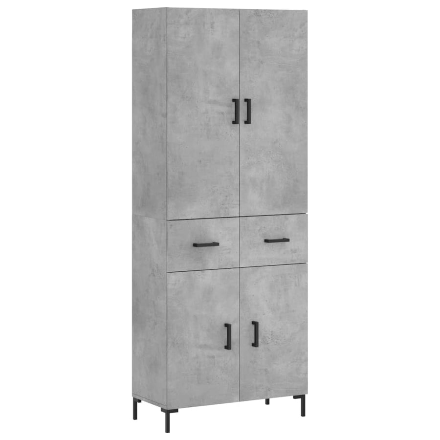 Hoge Kast 69,5X34X180 Cm Bewerkt Hout Betongrijs