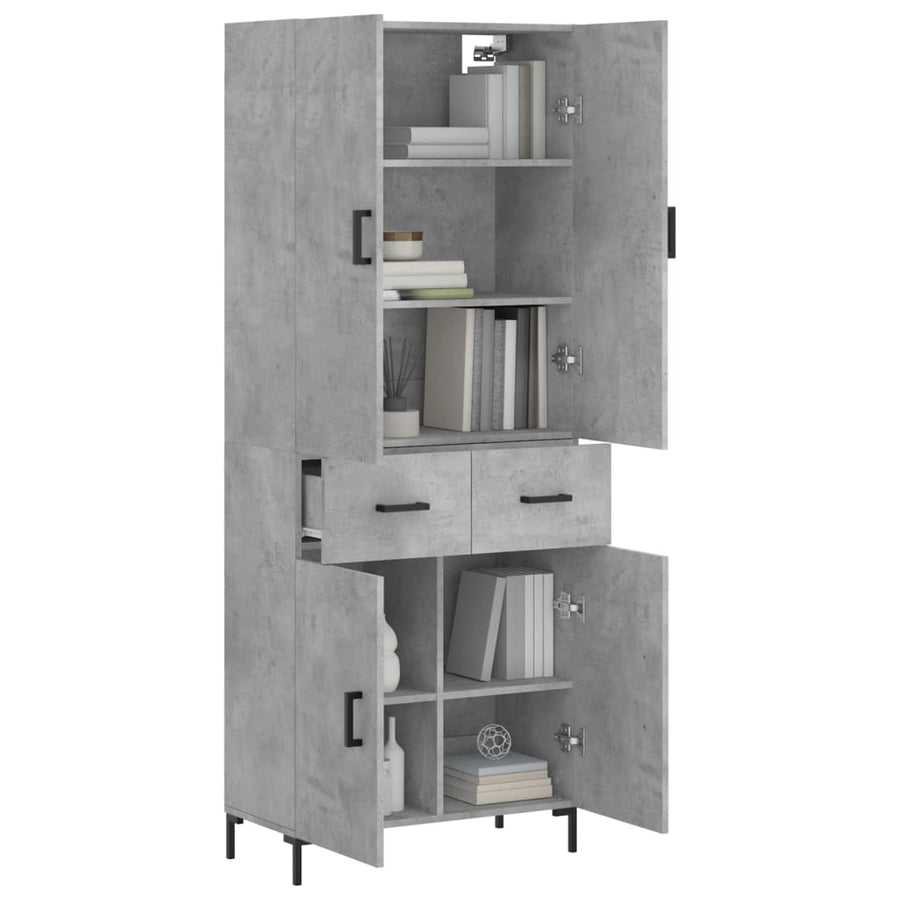 Hoge Kast 69,5X34X180 Cm Bewerkt Hout Betongrijs