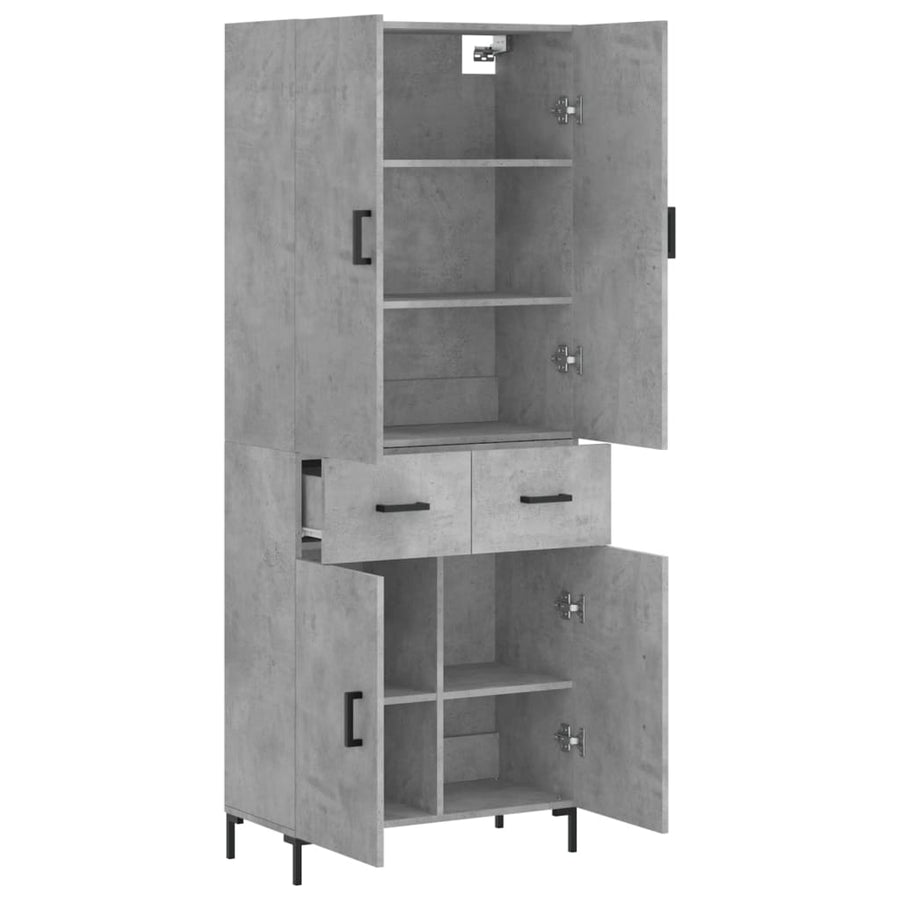 Hoge Kast 69,5X34X180 Cm Bewerkt Hout Betongrijs