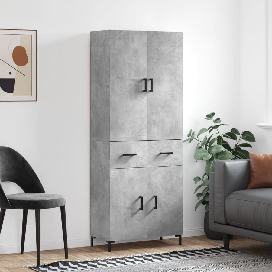Hoge Kast 69,5X34X180 Cm Bewerkt Hout Betongrijs