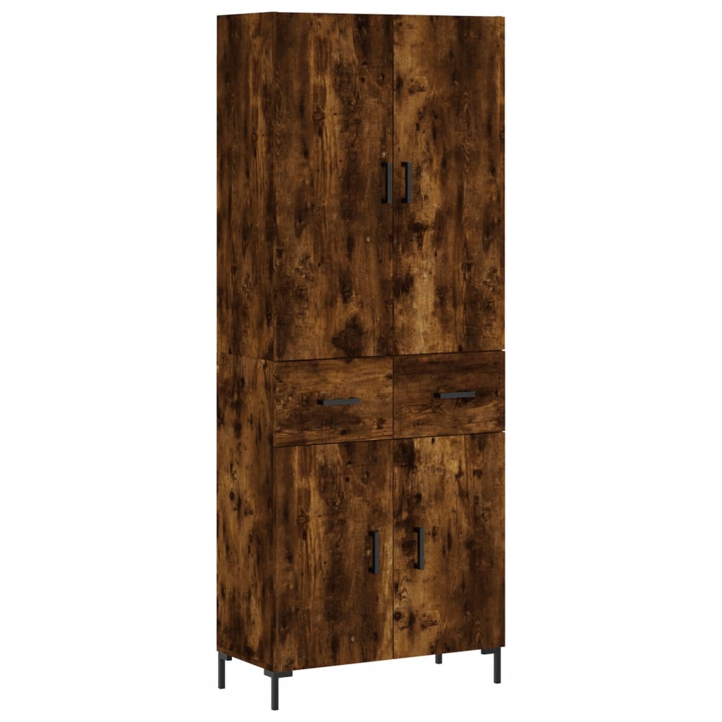 Hoge Kast 69,5X34X180 Cm Bewerkt Hout Kleurig Gerookt eiken