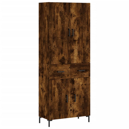 Hoge Kast 69,5X34X180 Cm Bewerkt Hout Kleurig Gerookt eiken