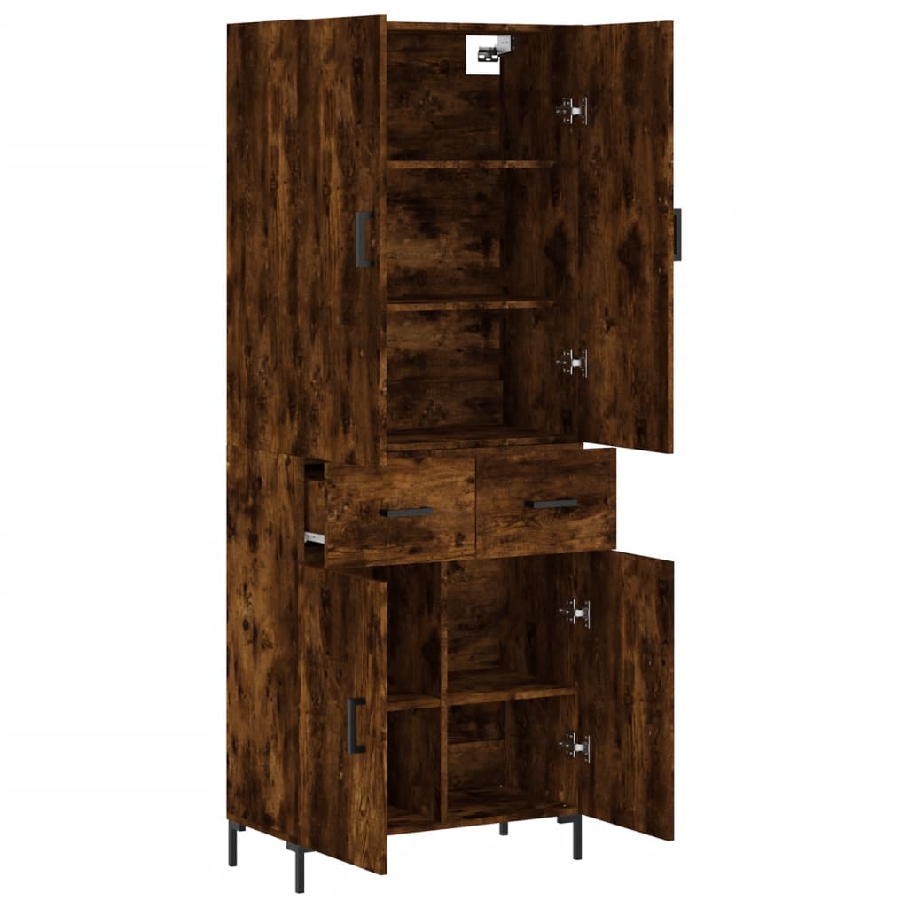 Hoge Kast 69,5X34X180 Cm Bewerkt Hout Kleurig Gerookt eiken
