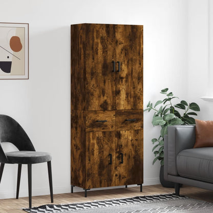 Hoge Kast 69,5X34X180 Cm Bewerkt Hout Kleurig Gerookt eiken
