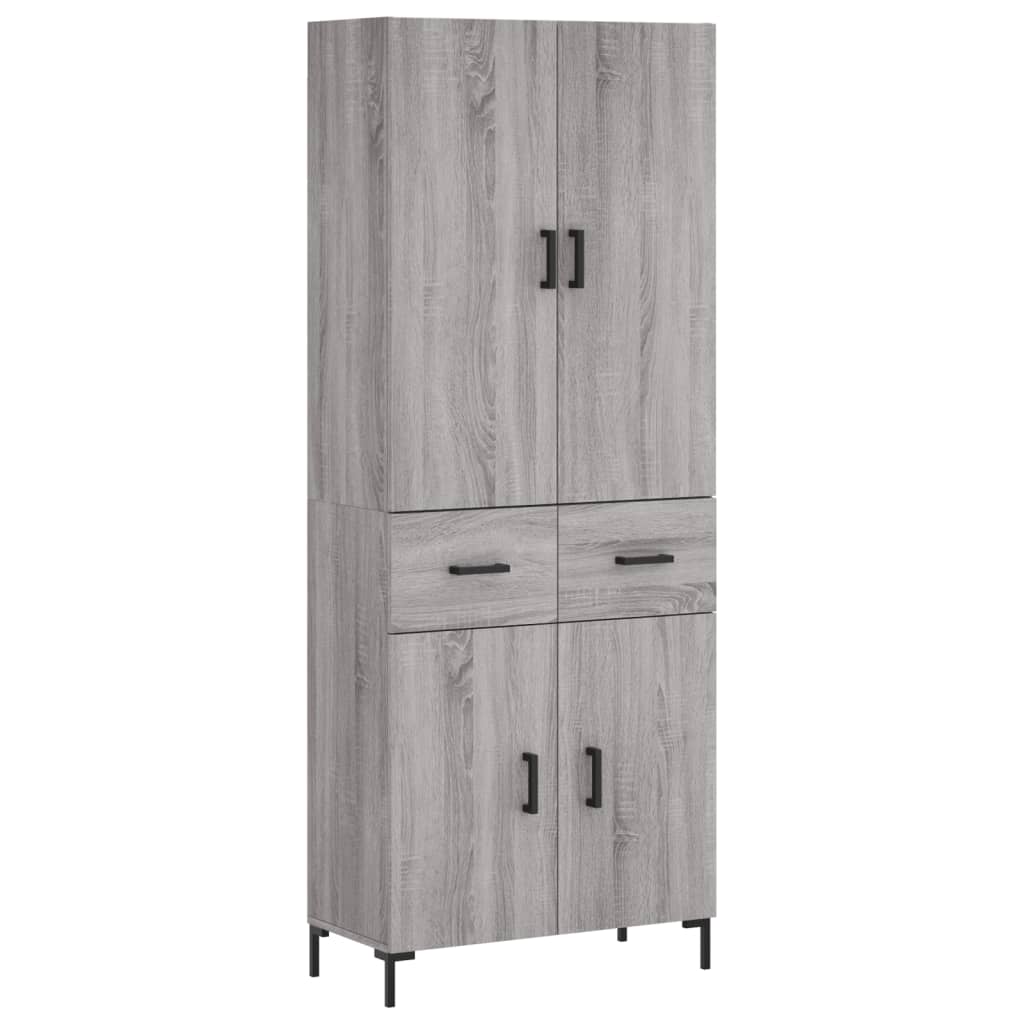 Hoge Kast 69,5X34X180 Cm Bewerkt Hout Eikenkleurig Grijs sonoma