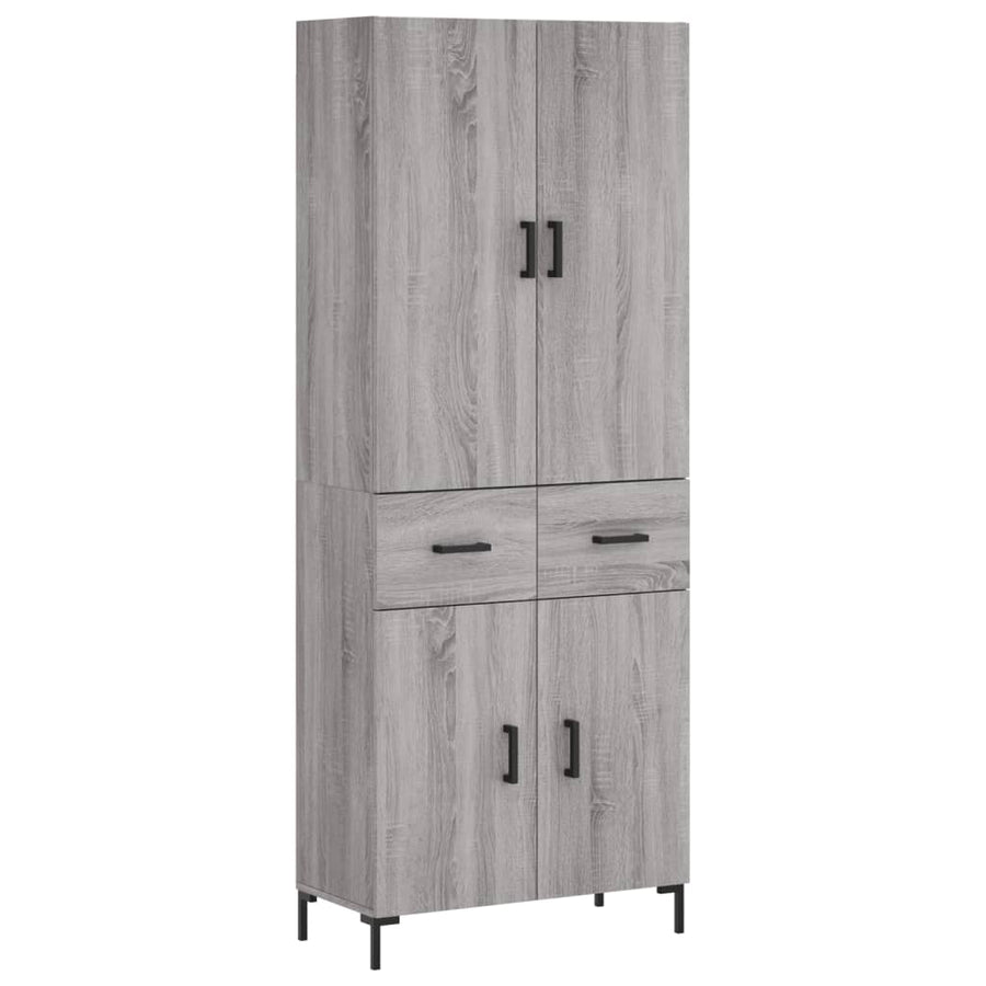 Hoge Kast 69,5X34X180 Cm Bewerkt Hout Eikenkleurig Grijs sonoma