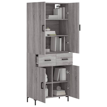 Hoge Kast 69,5X34X180 Cm Bewerkt Hout Eikenkleurig Grijs sonoma