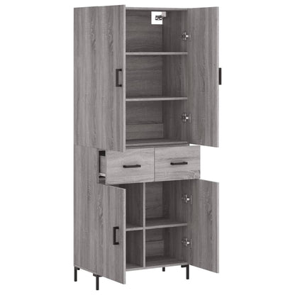 Hoge Kast 69,5X34X180 Cm Bewerkt Hout Eikenkleurig Grijs sonoma