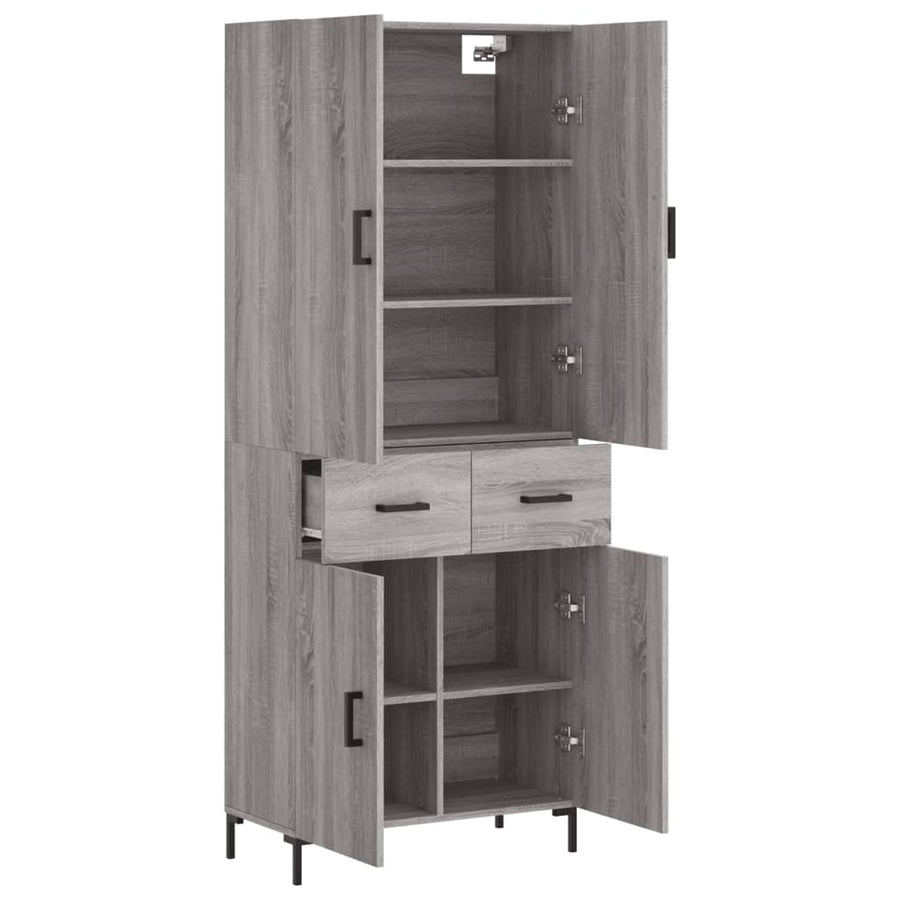 Hoge Kast 69,5X34X180 Cm Bewerkt Hout Eikenkleurig Grijs sonoma